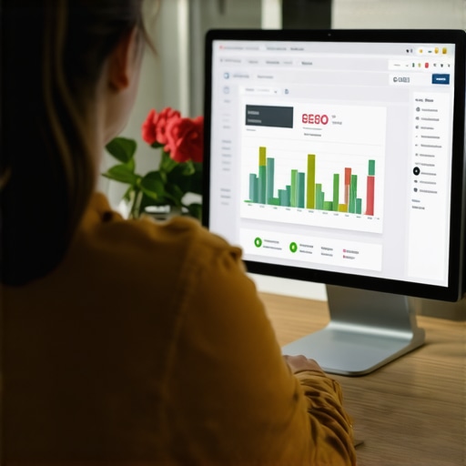 Person reviewing local SEO analytics with Kansas City skyline in background