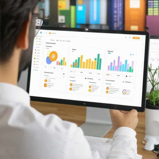 Digital marketer reviewing local SEO performance metrics with Kansas City landmarks in the background.