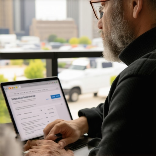 Business owner working on schema markup for local SEO in Kansas City.