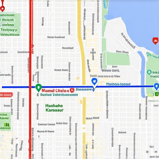Map of Kansas City showing local businesses with Google My Business optimization icons.