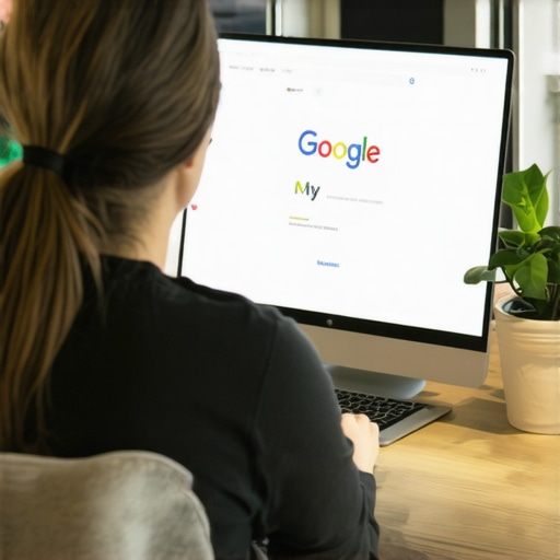 Business owner updating Google My Business profile on a laptop in Kansas City.