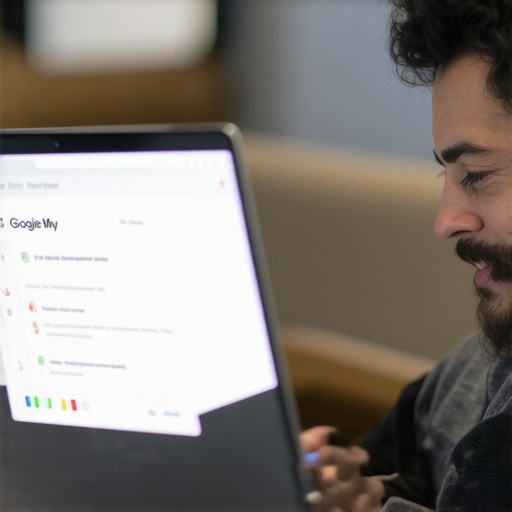 Optimizing Google My Business in Kansas City Kansas City business owner updating GMB profile on a laptop.