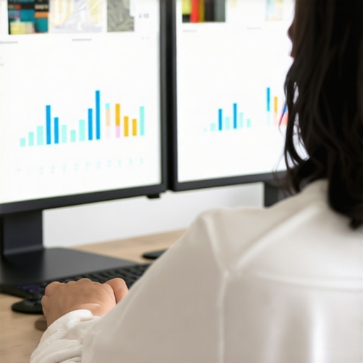 SEO Data Analysis for Local Business Person analyzing local SEO performance on computer screens with maps and graphs