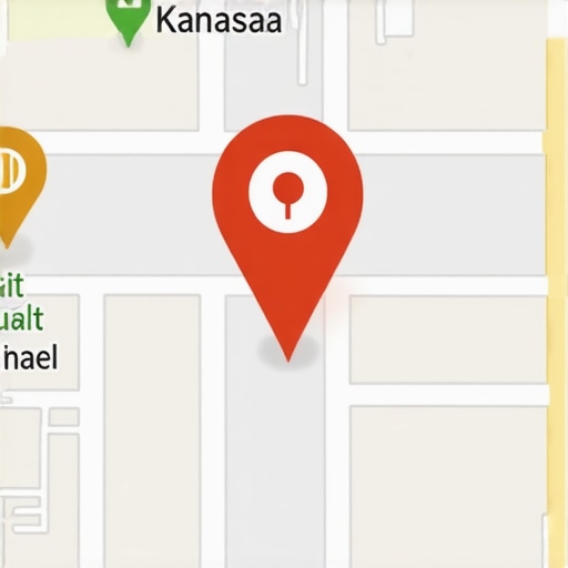 Kansas City Business Location on Google Maps A local Kansas City store front with Google Maps icon overlay.