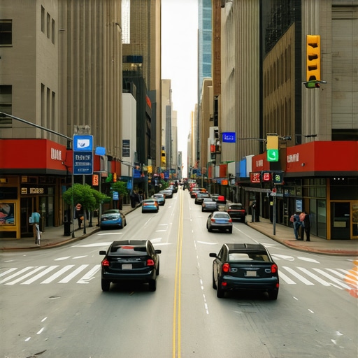 A vibrant Kansas City street scene with Google Maps interface overlay showing local business locations.
