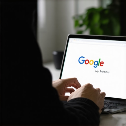 Business owner working on Google My Business profile on a laptop in Kansas City