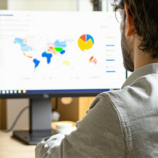 Business owner reviewing local SEO analytics on computer monitor