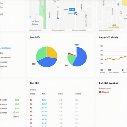 Screenshot of SEO analytics dashboard with maps and performance charts.