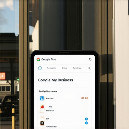 Close-up of a Kansas City business storefront with a well-maintained Google My Business profile displayed on signage.