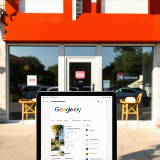 Retail shop in Kansas City showing business profile on digital device