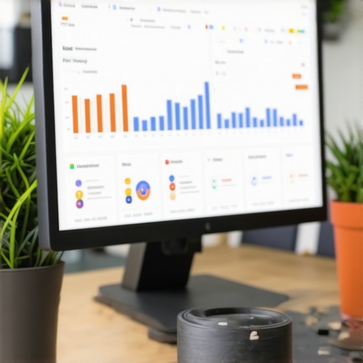 A person analyzing local SEO metrics on a digital dashboard in an office